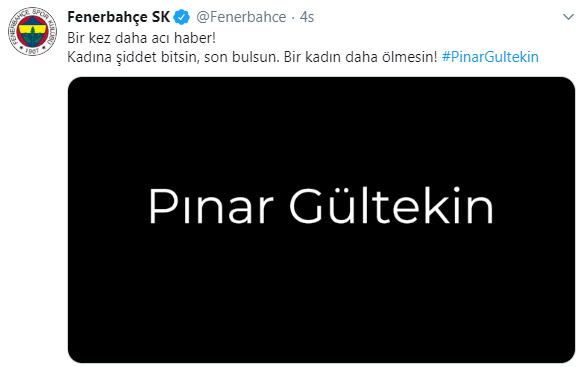 Fenerbahçe'den Pınar Gültekin cinateyine tepki!