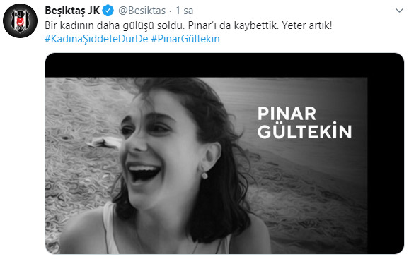 Beşiktaş'tan Pınar Gültekin cinateyine tepki!