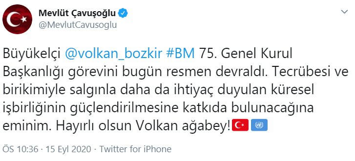 mevlüt çavuoğlu tebrik tweet