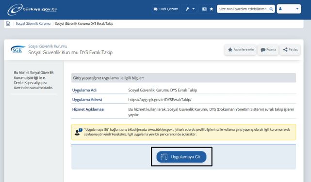 Sosyal Güvenlik Kurumu DYS Evrak Takip
