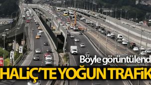 Haliç'te yoğun trafik havadan görüntülendi